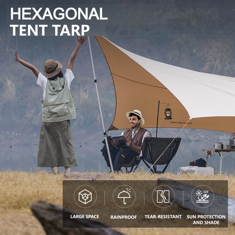 Load image into Gallery viewer, KingCamp Hexagonal T/C Camping Tarp
