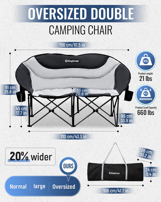 KingCamp CHERRY C20 Loveseat Moon Chair