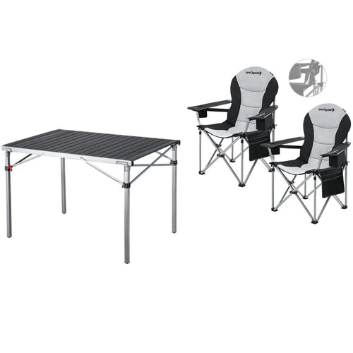 KingCamp Comfort Camping Set: 2 Ergonomic Chairs + Lightweight Folding Table