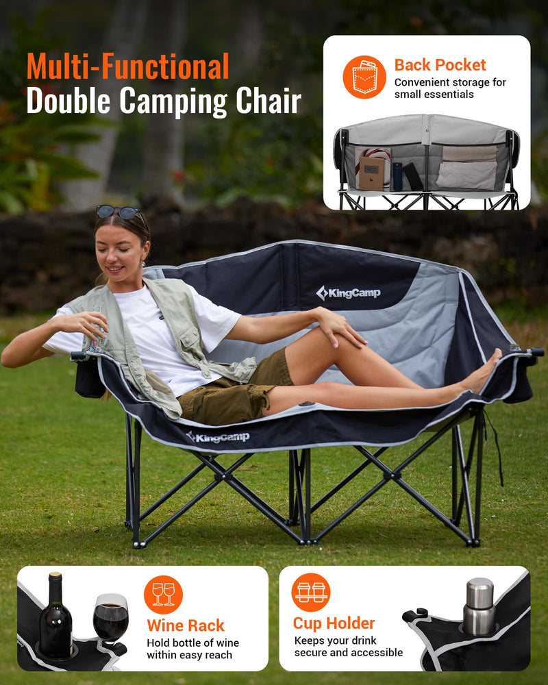 Load image into Gallery viewer, KingCamp Double Camping Loveseat Black_Grey
