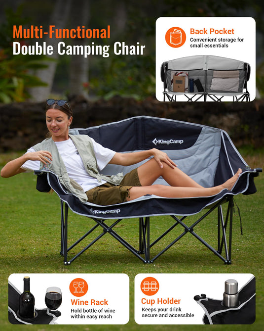 KingCamp Double Camping Loveseat Black_Grey