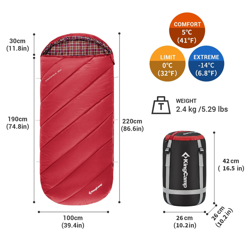 Load image into Gallery viewer, KingCamp FREESPACE 350 Flannel Sleeping Bag-Envelope With Hood
