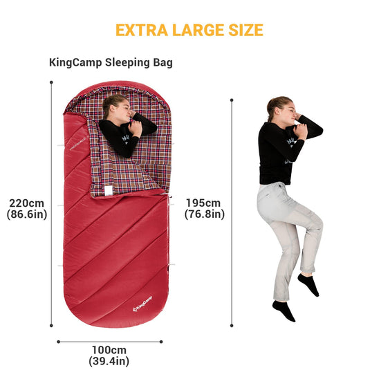 KingCamp FREESPACE 350 Flannel Sleeping Bag-Envelope With Hood