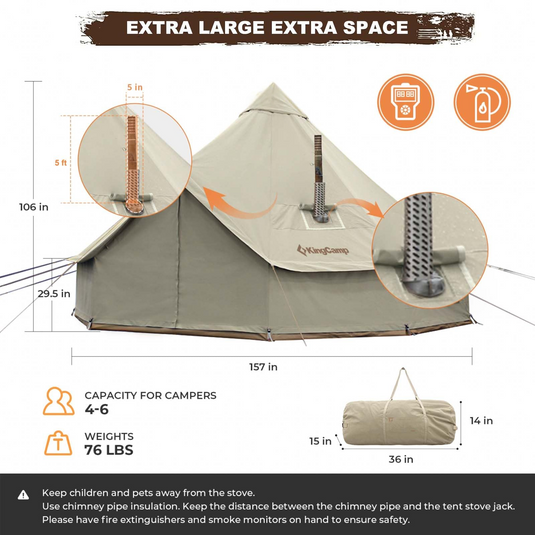 KingCamp KHAN 4-6 Person Camping Hot Tent