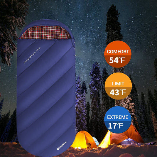 KingCamp FREESPACE 250 3-Season Plus Size Flannel Sleeping Bag