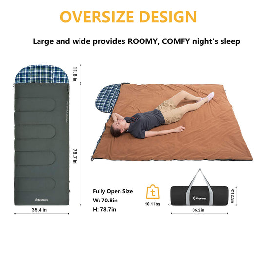 KingCamp FOREST PLUS 500 3 in 1 Flannel Sleeping Bag