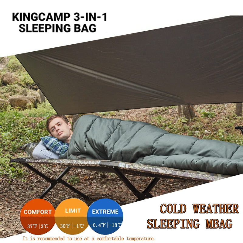 Load image into Gallery viewer, KingCamp FOREST PLUS 500 3 in 1 Flannel Sleeping Bag
