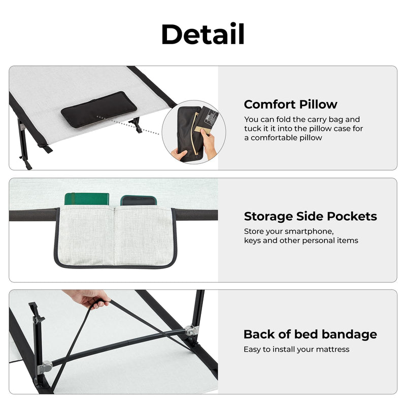 Load image into Gallery viewer, KingCamp DELUXE 80&quot; Extra Long Portable Folding Cot
