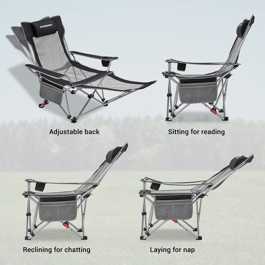 FUNDANGO Folding Chair Lounge Chair with Foot Rest