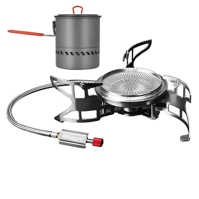 BULIN Camping Cooking Pot with Heat Exchanger 1.5L & Burner Camping Gas Stove