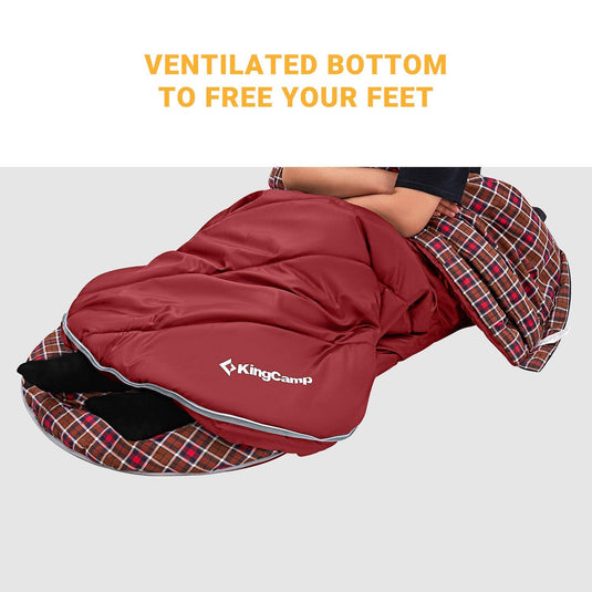 KingCamp FREESPACE 250 3-Season Plus Size Flannel Sleeping Bag