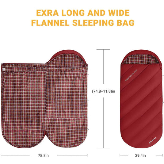 KingCamp FREESPACE 250 3-Season Plus Size Flannel Sleeping Bag