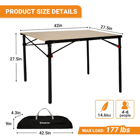 KingCamp Aluminum Roll Up Camping Foldable Table