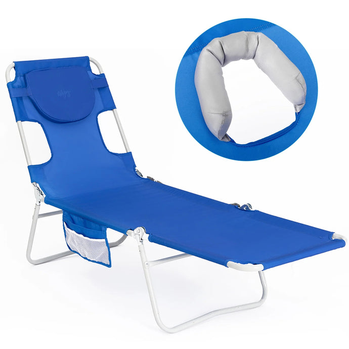 WEJOY Folding Adjustable Back Fabric Beach Lounger