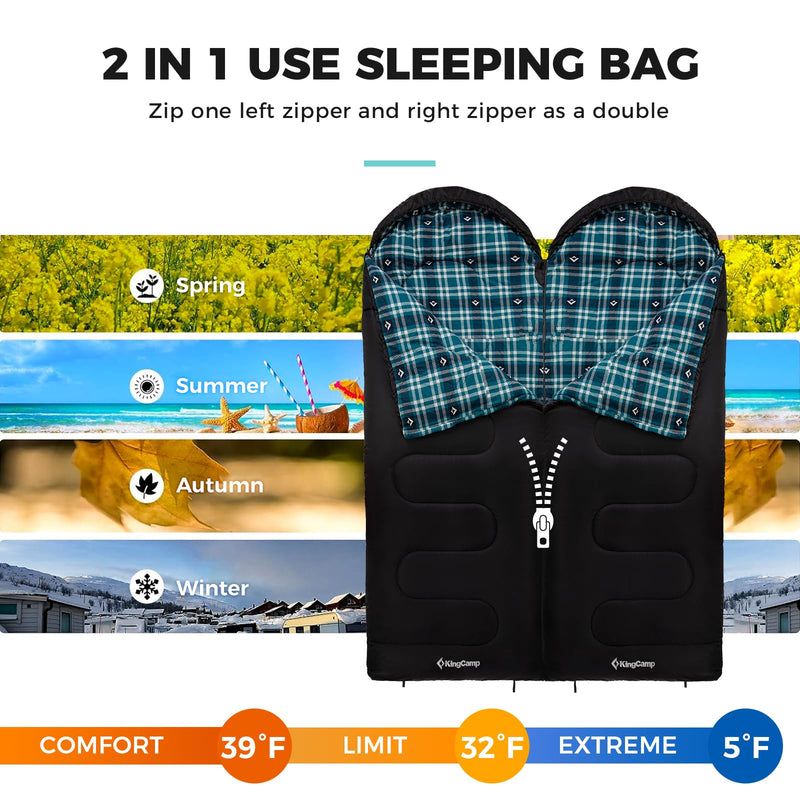 Load image into Gallery viewer, KingCamp CLOUDY 400 Sleeping Bag-Envelope With Hood
