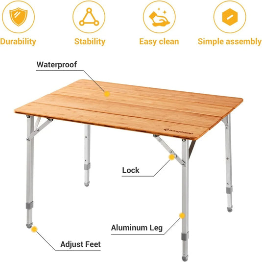 KingCamp 4-Folding Bamboo Table