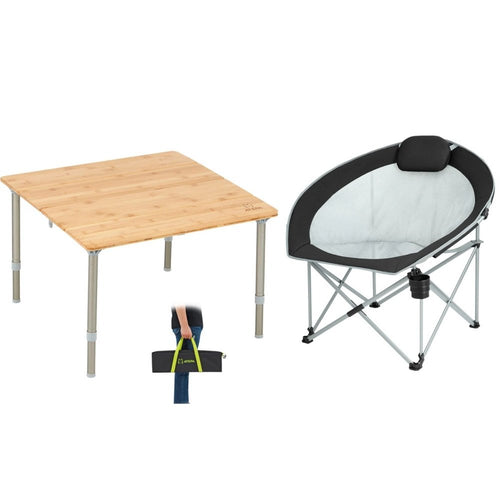 ATEPA Bamboo Camping Table & FUNDANGO Moon Chair Bundle